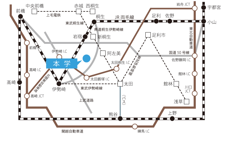 桐生大学 11号館3階への地図