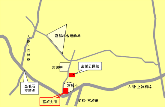 前橋市宮城公民館への地図