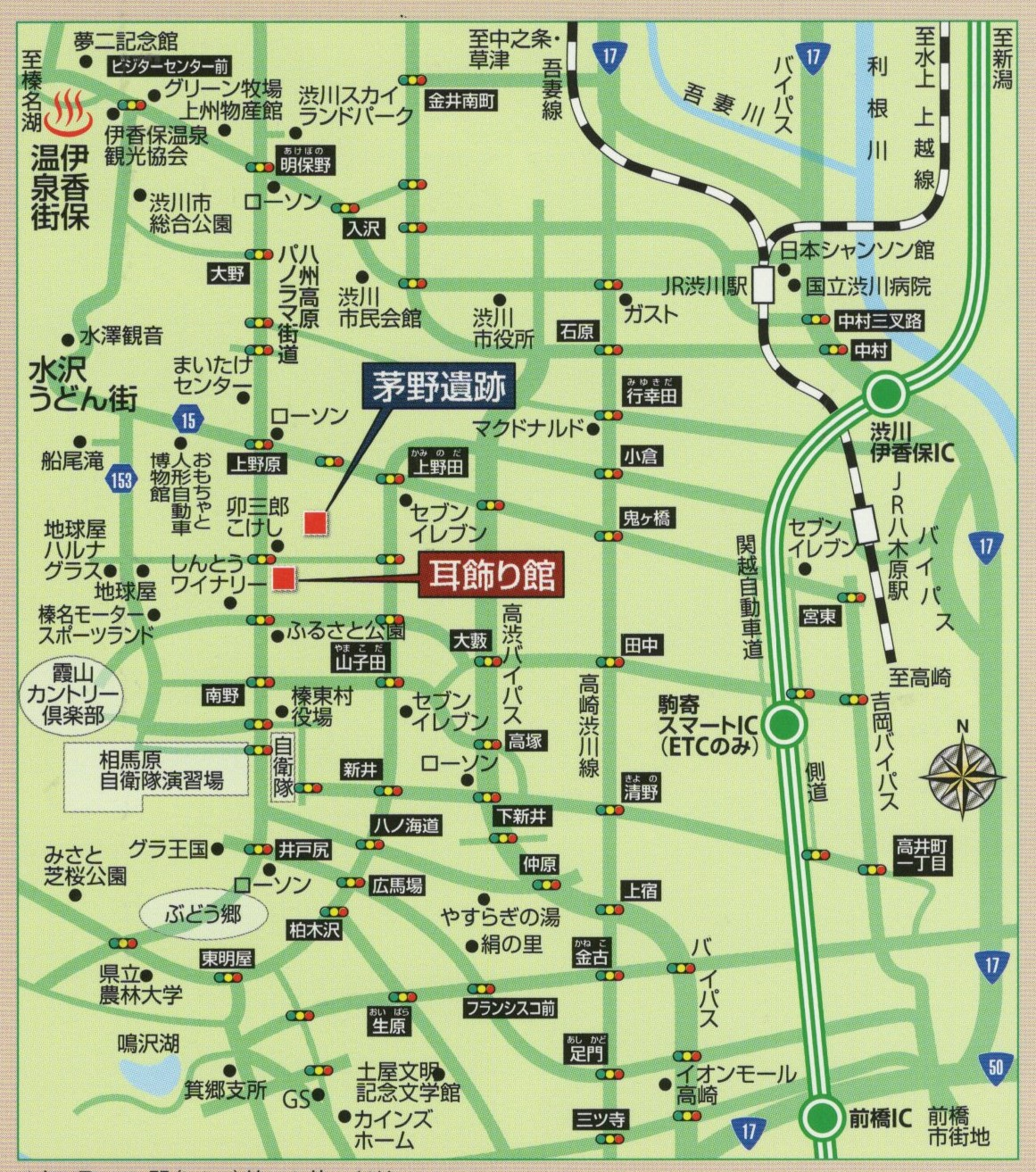 榛東村耳飾り館への地図